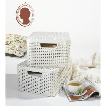 Curver Storage Box with Lid M 18L - Creamy White | HipoMarket UK