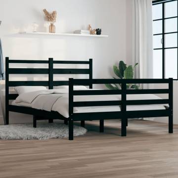 Solid Wood Pine Bed Frame 120x200 cm Black - Hipomarket