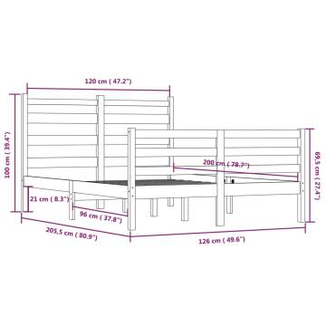 Solid Wood Pine Bed Frame 120x200 cm Black - Hipomarket