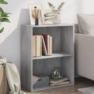 2-Tier Concrete Grey Book Cabinet - Stylish Storage Solution