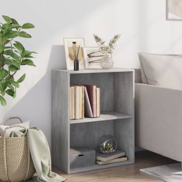 2-Tier Concrete Grey Book Cabinet - Stylish Storage Solution