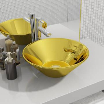 Chic Gold Ceramic Wash Basin 42x14 cm - Hipomarket