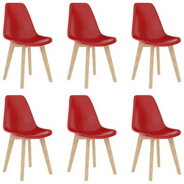 Stylish Red Plastic Dining Chairs - Set of 6