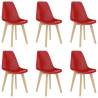 Stylish Red Plastic Dining Chairs - Set of 6