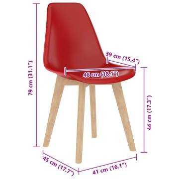 Stylish Red Plastic Dining Chairs - Set of 6