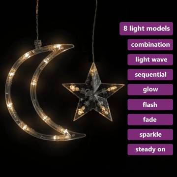 Star and Moon Fairy Lights with Remote Control - 345 LEDs