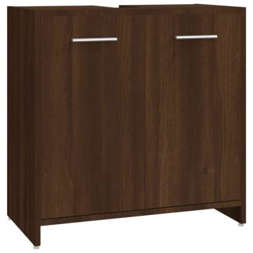 4 Piece Bathroom Furniture Set in Brown Oak - Elegant Storage