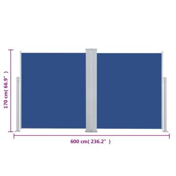 Retractable Side Awning 170x600 cm - Blue | Hipomarket UK