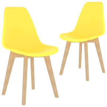 Stylish Yellow Plastic Dining Chairs - 2 pcs | HipoMarket