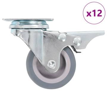 12 pcs Swivel Casters 50 mm with Double Brakes | HipoMarket