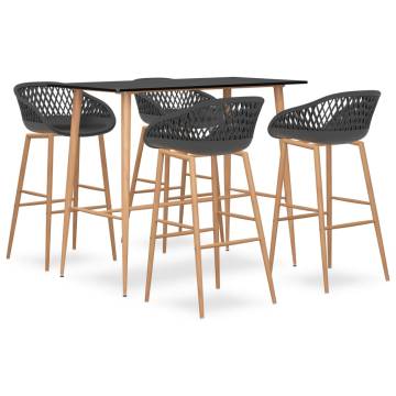 5 Piece Bar Set - Modern Black and Grey Design | HipoMarket