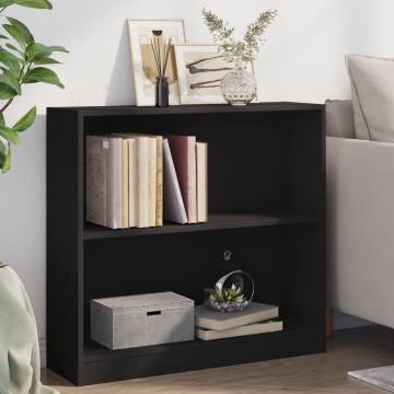 Compact Black Bookshelf 80x24x75 cm | Durable Engineered Wood