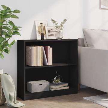 Compact Black Bookshelf 80x24x75 cm | Durable Engineered Wood