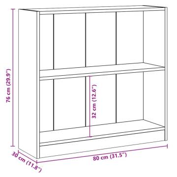 Compact Black Bookshelf 80x24x75 cm | Durable Engineered Wood