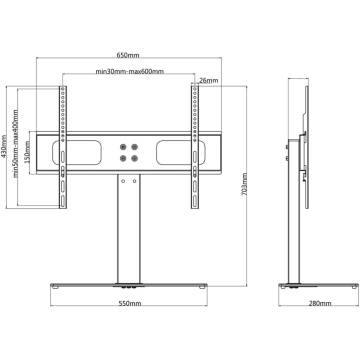 Pedestal TV Stand for 37-55 Inch Screens - Max VESA 600x400 mm