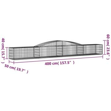 Arched Gabion Baskets - 4 pcs Galvanised Iron | Hipomarket