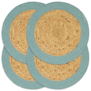 Natural & Green Jute Cotton Placemats - 4 pcs | Hipo Market