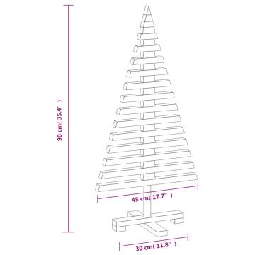 Wooden Christmas Tree - 90 cm Solid Pine Decoration