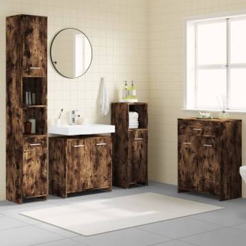 4 Piece Bathroom Furniture Set - Smoked Oak & Engineered Wood