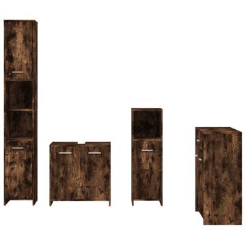 4 Piece Bathroom Furniture Set - Smoked Oak & Engineered Wood