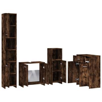 4 Piece Bathroom Furniture Set - Smoked Oak & Engineered Wood