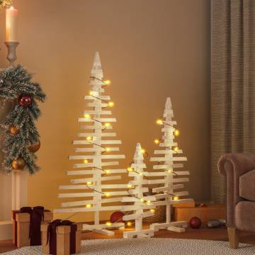 Wooden Christmas Trees for Decoration | 3 pcs Solid Pine