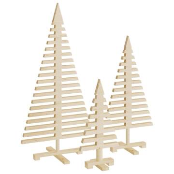 Wooden Christmas Trees for Decoration | 3 pcs Solid Pine