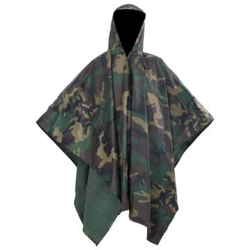 Waterproof Army Rain Poncho for Camping & Hiking - Camouflage