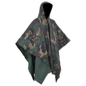 Waterproof Army Rain Poncho for Camping & Hiking - Camouflage