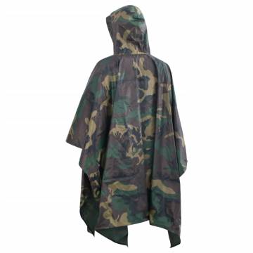 Waterproof Army Rain Poncho for Camping & Hiking - Camouflage