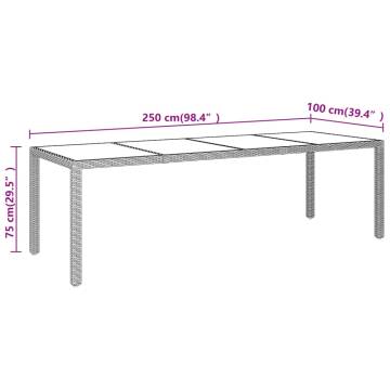 Stylish Garden Table with Glass Top - Beige Poly Rattan