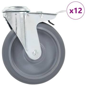 12 pcs Bolt Hole Swivel Casters 125mm - Durable & Versatile