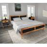 Elegant Bed Frame with Bedside Cabinets in Solid Acacia Wood