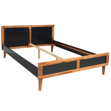 Elegant Bed Frame with Bedside Cabinets in Solid Acacia Wood