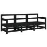 3 Piece Garden Lounge Set - Black Solid Wood Pine | HipoMarket