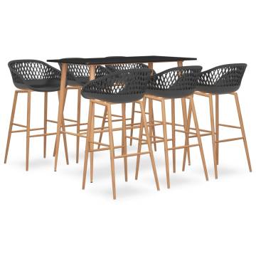 7 Piece Black & Grey Bar Set - Modern Design for Home & Garden