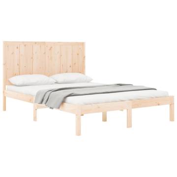 Solid Wood Pine Bed Frame 140x190 cm - Modern Design