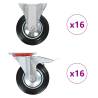 32 pcs 160 mm Casters - Durable Rubber for Furniture & Equipment