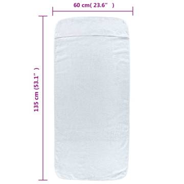 Soft Beach Towels Set: 6 White Towels 60x135 cm, 400 GSM