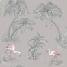 DUTCH WALLCOVERINGS Flamingo Grey Wallpaper - Tropical Style