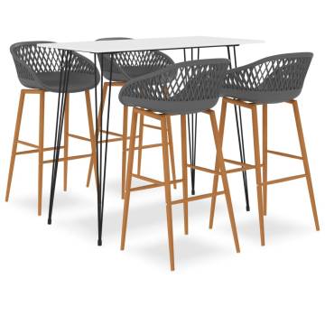 5 Piece Bar Set - Modern White & Grey Design for Any Space