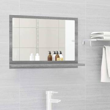 Stylish Grey Sonoma Bathroom Mirror - 60x10.5x37 cm