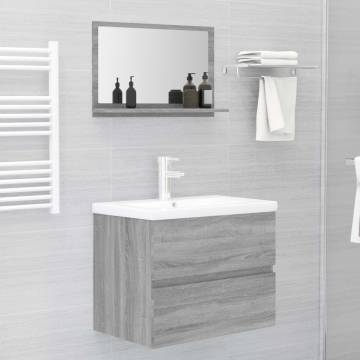 Stylish Grey Sonoma Bathroom Mirror - 60x10.5x37 cm