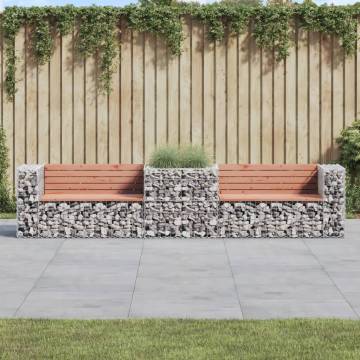 Stylish Garden Bench with Gabion Basket - Solid Douglas Wood