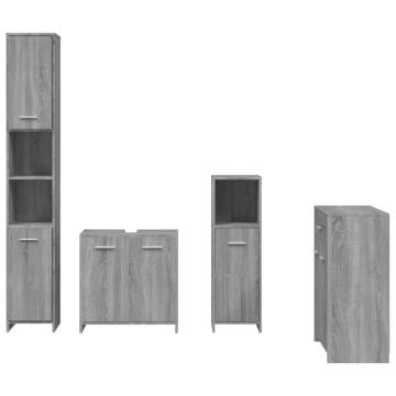 4 Piece Grey Sonoma Engineered Wood Bathroom Furniture Set