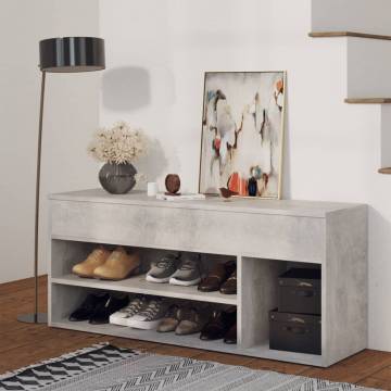 Shoe Bench Concrete Grey - Stylish Storage Solution | HipoMarket