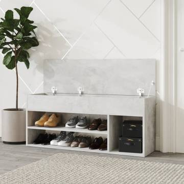 Shoe Bench Concrete Grey - Stylish Storage Solution | HipoMarket