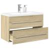  2 Piece Bathroom Furniture Set Sonoma Oak Engineered Wood Colour sonoma oak Size 80 x 38.5 x 48 cm Model without faucet Number of 1 