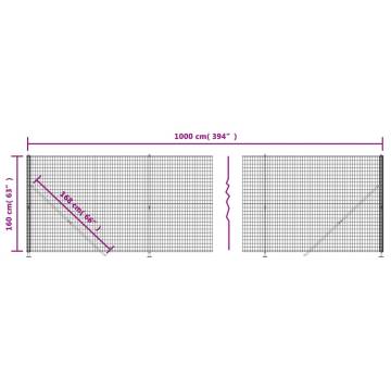 Wire Mesh Fence with Flange Anthracite 1.6x10 m | HipoMarket