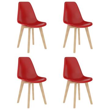 Red Plastic Dining Chairs - Set of 4 | Hipomarket UK